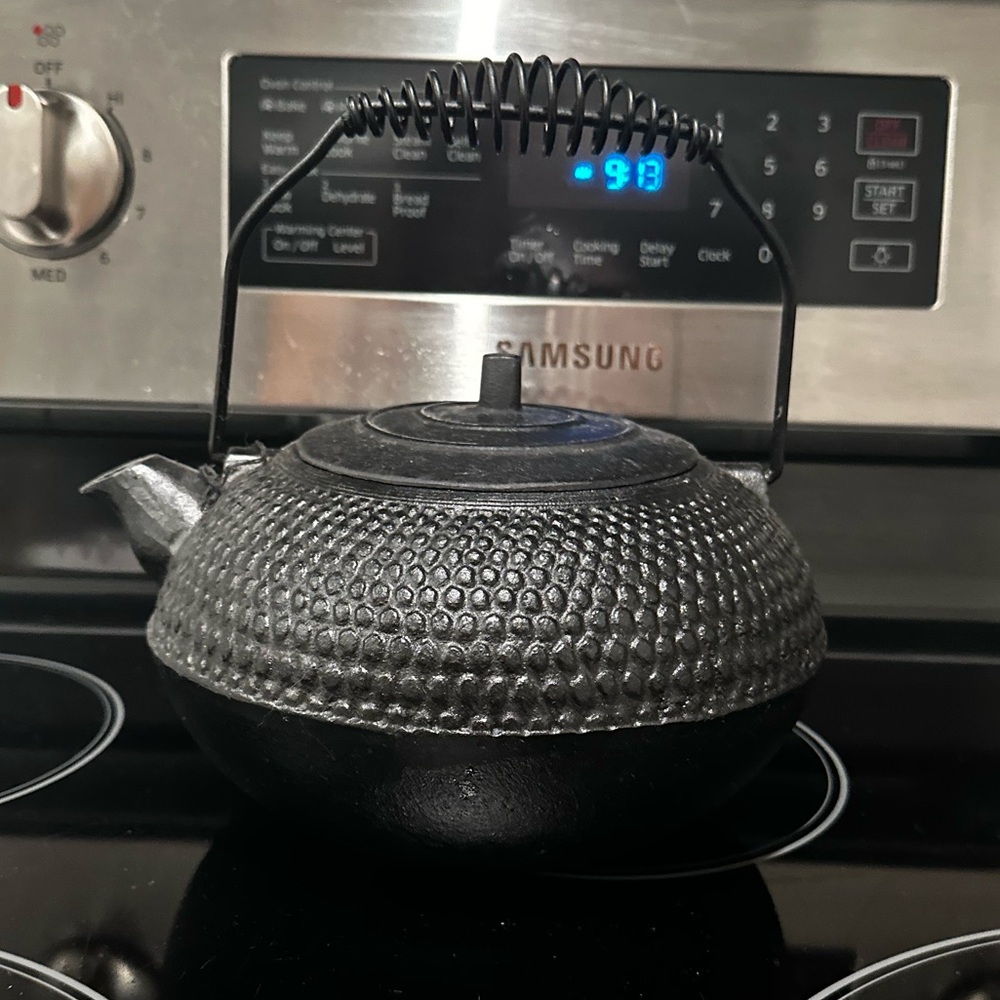 Vantage Cast Iron Metal Studded Top Single Handle Teapot Tea Kettle